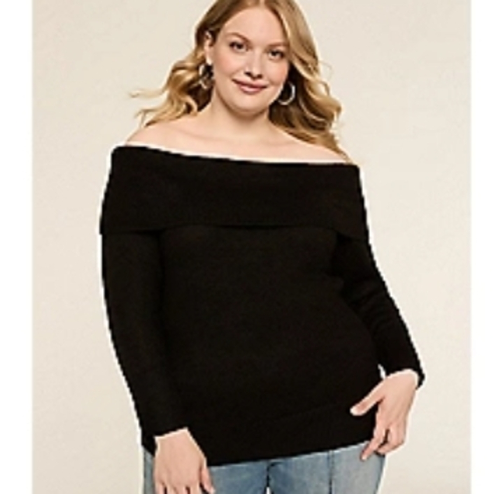 Lane Bryant Off-Shoulder Sweater in Black